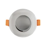 GLOBOSTAR® KAPA 60890 Χωνευτή Στρόγγυλη Βάση Σποτ Οροφής/Μπάνιου για Λάμπα MR16/GU10 Αδιάβροχο IP65 - Νίκελ Βούρτσας Αλουμίνιο & Λευκό Γυαλί - Φ8.5 x Υ4.2cm / Q7.5cm
