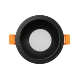 GLOBOSTAR® SIGMA 60891 Χωνευτή Στρόγγυλη Βάση Σποτ Οροφής/Μπάνιου για Λάμπα MR16/GU10 Αδιάβροχο IP65 - Μαύρο Αλουμίνιο & Λευκό Γυαλί - Φ8.5 x Υ4.4cm / Q7.5cm
