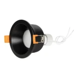 GLOBOSTAR® SIGMA 60891 Χωνευτή Στρόγγυλη Βάση Σποτ Οροφής/Μπάνιου για Λάμπα MR16/GU10 Αδιάβροχο IP65 - Μαύρο Αλουμίνιο & Λευκό Γυαλί - Φ8.5 x Υ4.4cm / Q7.5cm