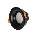 GLOBOSTAR® LAMDA 60893 Χωνευτή Στρόγγυλη Βάση Σποτ Οροφής/Μπάνιου για Λάμπα MR16/GU10 Αδιάβροχο IP65 - Μαύρο Αλουμίνιο & Λευκό Γυαλί - Φ8.5 x Υ3.5cm / Q7.5cm