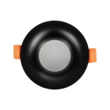 GLOBOSTAR® LAMDA 60893 Χωνευτή Στρόγγυλη Βάση Σποτ Οροφής/Μπάνιου για Λάμπα MR16/GU10 Αδιάβροχο IP65 - Μαύρο Αλουμίνιο & Λευκό Γυαλί - Φ8.5 x Υ3.5cm / Q7.5cm