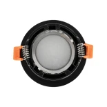 GLOBOSTAR® LAMDA 60893 Χωνευτή Στρόγγυλη Βάση Σποτ Οροφής/Μπάνιου για Λάμπα MR16/GU10 Αδιάβροχο IP65 - Μαύρο Αλουμίνιο & Λευκό Γυαλί - Φ8.5 x Υ3.5cm / Q7.5cm