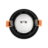 GLOBOSTAR® LAMDA 60893 Χωνευτή Στρόγγυλη Βάση Σποτ Οροφής/Μπάνιου για Λάμπα MR16/GU10 Αδιάβροχο IP65 - Μαύρο Αλουμίνιο & Λευκό Γυαλί - Φ8.5 x Υ3.5cm / Q7.5cm