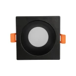 GLOBOSTAR® EPSILON 60895 Χωνευτή Τετράγωνη Βάση Σποτ Οροφής/Μπάνιου για Λάμπα MR16/GU10 Αδιάβροχο IP65 - Μαύρο Αλουμίνιο & Λευκό Γυαλί - Φ8.5 x Υ4.4cm / Q7.5 x 7.5cm