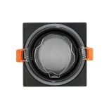 GLOBOSTAR® EPSILON 60895 Χωνευτή Τετράγωνη Βάση Σποτ Οροφής/Μπάνιου για Λάμπα MR16/GU10 Αδιάβροχο IP65 - Μαύρο Αλουμίνιο & Λευκό Γυαλί - Φ8.5 x Υ4.4cm / Q7.5 x 7.5cm
