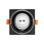 GLOBOSTAR® EPSILON 60895 Χωνευτή Τετράγωνη Βάση Σποτ Οροφής/Μπάνιου για Λάμπα MR16/GU10 Αδιάβροχο IP65 - Μαύρο Αλουμίνιο & Λευκό Γυαλί - Φ8.5 x Υ4.4cm / Q7.5 x 7.5cm
