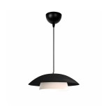 GloboStar® AURA 204-0117 Μοντέρνο Κρεμαστό Φωτιστικό Καμπάνα Μονόφωτο 1 x e27 led IP20 Μαύρο με Λευκό Μέταλλο - Μ31 x Π31 x Υ27cm
