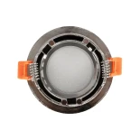GLOBOSTAR® LAMDA 61317 Χωνευτή Στρόγγυλη Βάση Σποτ Οροφής/Μπάνιου για Λάμπα MR16/GU10 Αδιάβροχο IP65 - Νίκελ Βούρτσας Αλουμίνιο & Λευκό Γυαλί - Φ8.5 x Υ3.5cm / Q7.5cm