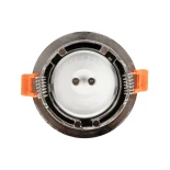 GLOBOSTAR® LAMDA 61317 Χωνευτή Στρόγγυλη Βάση Σποτ Οροφής/Μπάνιου για Λάμπα MR16/GU10 Αδιάβροχο IP65 - Νίκελ Βούρτσας Αλουμίνιο & Λευκό Γυαλί - Φ8.5 x Υ3.5cm / Q7.5cm