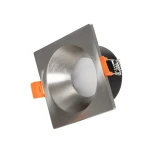 GLOBOSTAR® EPSILON 61318 Χωνευτή Τετράγωνη Βάση Σποτ Οροφής/Μπάνιου για Λάμπα MR16/GU10 Αδιάβροχο IP65 - Νίκελ Βούρτσας Αλουμίνιο & Λευκό Γυαλί - Φ8.5 x Υ4.4cm / Q7.5 x 7.5cm
