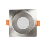 GLOBOSTAR® EPSILON 61318 Χωνευτή Τετράγωνη Βάση Σποτ Οροφής/Μπάνιου για Λάμπα MR16/GU10 Αδιάβροχο IP65 - Νίκελ Βούρτσας Αλουμίνιο & Λευκό Γυαλί - Φ8.5 x Υ4.4cm / Q7.5 x 7.5cm