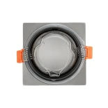 GLOBOSTAR® EPSILON 61318 Χωνευτή Τετράγωνη Βάση Σποτ Οροφής/Μπάνιου για Λάμπα MR16/GU10 Αδιάβροχο IP65 - Νίκελ Βούρτσας Αλουμίνιο & Λευκό Γυαλί - Φ8.5 x Υ4.4cm / Q7.5 x 7.5cm