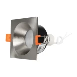 GLOBOSTAR® EPSILON 61318 Χωνευτή Τετράγωνη Βάση Σποτ Οροφής/Μπάνιου για Λάμπα MR16/GU10 Αδιάβροχο IP65 - Νίκελ Βούρτσας Αλουμίνιο & Λευκό Γυαλί - Φ8.5 x Υ4.4cm / Q7.5 x 7.5cm