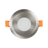 GLOBOSTAR® SIGMA 61461 Χωνευτή Στρόγγυλη Βάση Σποτ Οροφής/Μπάνιου για Λάμπα MR16/GU10 Αδιάβροχο IP65 - Νίκελ Βούρτσας Αλουμίνιο & Λευκό Γυαλί - Φ8.5 x Υ4.4cm / Q7.5cm