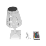 GLOBOSTAR® CRYSTAL 62042 Μοντέρνο Επιτραπέζιο Φωτιστικό Πορτατίφ LED 1W 100lm 360° DC 5V USB-C με Επαναφορτιζόμενη Μπαταρία Li-ion 3.7V 1600mAh IP44 Πολύχρωμο RGBW με Χειριστήριο Dimmable - Sanan SMD Chip - Διάφανο - Μ11.5 x Π11.5 x Υ25.5cm - 3 Χρόνια Εγγ