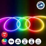 GloboStar® 70588 TUBE 360° Degree Neon Flex Epistar LED SMD 5050 1m 18W/m 60LED/m 1818lm/m 360° DC 24V Αδιάβροχη IP68 RGB Dimmable