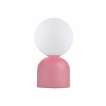 GloboStar® MAGIC 204-0134 Μοντέρνο Eπιτραπέζιο Φωτιστικό Μονόφωτο 1 x e27 led IP20 Ροζ Μέταλλο με Γαλακτερό Γυαλί - Μ13 x Π13 x Υ28cm