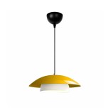 GloboStar® AURA 204-0118 Μοντέρνο Κρεμαστό Φωτιστικό Καμπάνα Μονόφωτο 1 x e27 led IP20 Κίτρινο με Λευκό Μέταλλο - Μ31 x Π31 x Υ27cm