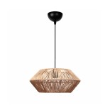 GloboStar® CASTRO 204-0164 Boho Κρεμαστό Φωτιστικό Kαπέλο Μονόφωτο 1 x E27 IP20 Μπεζ Σχοινί - Μ32 x Π32 x Υ13cm