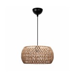 GloboStar® DARIO 204-0168 Boho Κρεμαστό Φωτιστικό Kαπέλο Μονόφωτο 1 x e27 led IP20  Καφέ Σχοινί - Μ30 x Π30 x Υ15cm