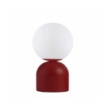 GloboStar® MAGIC 204-0135 Μοντέρνο Eπιτραπέζιο Φωτιστικό Μονόφωτο 1 x e27 led IP20 Μαύρο Μέταλλο με  Γαλακτερό Γυαλί - Μ13 x Π13 x Υ28cm