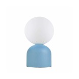 GloboStar® MAGIC 204-0133 Μοντέρνο Eπιτραπέζιο Φωτιστικό Μονόφωτο 1 x e27 led IP20 Μπλε Μέταλλο με Γαλακτερό Γυαλί - Μ13 x Π13 x Υ28cm