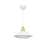 GloboStar® FERRO 203-0268 Μοντέρνο Κρεμαστό Φωτιστικό Καμπάνα Μονόφωτο 1 x E27 IP20 Λευκό & Χρυσό Πλαστικό - Μ30 x Π30 x Υ19cm