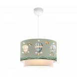 GloboStar® BALLON 204-0120 Παιδικό Κρεμαστό Φωτιστικό Φιγούρα Μονόφωτο 1 x e27 led IP20 Πράσινο  Ύφασμα - Μ30 x Π30 x Υ70cm