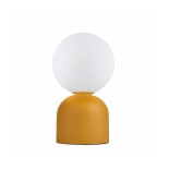 GloboStar® MAGIC 204-0131 Μοντέρνο Eπιτραπέζιο Φωτιστικό Μονόφωτο 1 x e27 led IP20 Κίτρινο Μέταλλο με Γαλακτερό Γυαλί - Μ13 x Π13 x Υ28cm