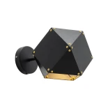 GloboStar® WELLES 00794 Μοντέρνο Επιτοίχιο Φωτιστικό Απλίκα Μονόφωτο 1 x E14 IP20 Μαύρο & Χρυσό Μέταλλο - Μ17 x Π28 x Υ17cm