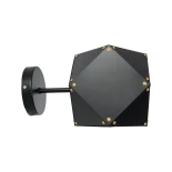 GloboStar® WELLES 00794 Μοντέρνο Επιτοίχιο Φωτιστικό Απλίκα Μονόφωτο 1 x E14 IP20 Μαύρο & Χρυσό Μέταλλο - Μ17 x Π28 x Υ17cm