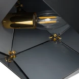 GloboStar® WELLES 00794 Μοντέρνο Επιτοίχιο Φωτιστικό Απλίκα Μονόφωτο 1 x E14 IP20 Μαύρο & Χρυσό Μέταλλο - Μ17 x Π28 x Υ17cm