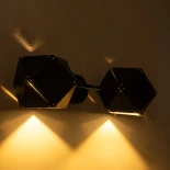 GloboStar® WELLES 00795 Μοντέρνο Επιτοίχιο Φωτιστικό Απλίκα Δίφωτο 2 x E14 IP20 Μαύρο & Χρυσό Μέταλλο - Μ52 x Π21 x Υ17cm