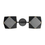 GloboStar® WELLES 00795 Μοντέρνο Επιτοίχιο Φωτιστικό Απλίκα Δίφωτο 2 x E14 IP20 Μαύρο & Χρυσό Μέταλλο - Μ52 x Π21 x Υ17cm