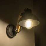GloboStar® GRANT 00902 Μοντέρνο Επιτοίχιο Φωτιστικό Απλίκα Μονόφωτο 1 x E27 IP20 Μαύρο Μέταλλο με Μπεζ Ξύλο - Μ15 x Π23 x Υ22cm