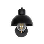 GloboStar® GRANT 00902 Μοντέρνο Επιτοίχιο Φωτιστικό Απλίκα Μονόφωτο 1 x E27 IP20 Μαύρο Μέταλλο με Μπεζ Ξύλο - Μ15 x Π23 x Υ22cm