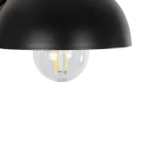 GloboStar® GRANT 00902 Μοντέρνο Επιτοίχιο Φωτιστικό Απλίκα Μονόφωτο 1 x E27 IP20 Μαύρο Μέταλλο με Μπεζ Ξύλο - Μ15 x Π23 x Υ22cm