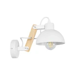 GloboStar® GRANT 00903 Μοντέρνο Επιτοίχιο Φωτιστικό Απλίκα Μονόφωτο 1 x E27 IP20 Λευκό Μέταλλο με Μπεζ Ξύλο - Μ15 x Π23 x Υ22cm
