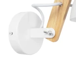 GloboStar® GRANT 00903 Μοντέρνο Επιτοίχιο Φωτιστικό Απλίκα Μονόφωτο 1 x E27 IP20 Λευκό Μέταλλο με Μπεζ Ξύλο - Μ15 x Π23 x Υ22cm