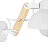 GloboStar® GRANT 00903 Μοντέρνο Επιτοίχιο Φωτιστικό Απλίκα Μονόφωτο 1 x E27 IP20 Λευκό Μέταλλο με Μπεζ Ξύλο - Μ15 x Π23 x Υ22cm