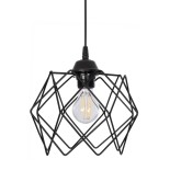 GloboStar® SOLON 201-0059 Μοντέρνο Κρεμαστό Φωτιστικό Πλέγμα Μονόφωτο 1 x E27 IP20 Μαύρο Μέταλλο - Μ24 x Π24 x Υ23cm