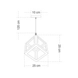 GLOBOSTAR® CUBE 00803 Μοντέρνο Κρεμαστό Φωτιστικό Οροφής με Ντουί 1 x E27 AC 220-240V IP20 - Χάλκινο Εφέ Σκουριάς - Μ25 x Π25 x Υ25cm