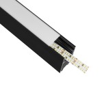 GLOBOSTAR® ALP-LINEAR LUMILINE 61764-3M Επιφανειακό / Κρεμαστό / Επιτοίχιο Προφίλ Αλουμινίου με Λευκό Γαλακτερό Πατητό Κάλυμμα για Ταινίες LED IP20 - Μαύρο Ματ - Μ300 x Π3.5 x Υ7cm