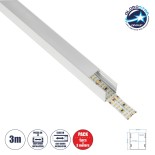 GLOBOSTAR® ALP-LINEAR GLOWTRACK 61796-3M Επιφανειακό Προφίλ Αλουμινίου με Λευκό Γαλακτερό Πατητό Κάλυμμα για Ταινίες LED IP20 - Λευκό Ματ - Μ300 x Π2 x Υ2cm - Πακέτο 5 Τεμαχίων