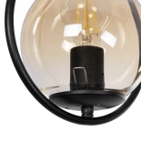 GloboStar® DROP 201-0016 Vintage Κρεμαστό Φωτιστικό Μπάλα Μονόφωτο 1 x E27 IP20 Μαύρο Μέταλλο Με Μελί Γυαλί - Μ20 x Π15 x Υ47cm