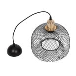 GloboStar® GLOZIA 201-0018 Μοντέρνο Κρεμαστό Φωτιστικό Πλέγμα Μονόφωτο 1 x E27 IP20 Μαύρο & Ροζ Χρυσό Μέταλλο - Μ25 x Π25 x Υ26cm