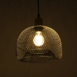 GloboStar® GLOZIA 201-0018 Μοντέρνο Κρεμαστό Φωτιστικό Πλέγμα Μονόφωτο 1 x E27 IP20 Μαύρο & Ροζ Χρυσό Μέταλλο - Μ25 x Π25 x Υ26cm