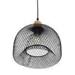 GloboStar® GLOZIA 201-0018 Μοντέρνο Κρεμαστό Φωτιστικό Πλέγμα Μονόφωτο 1 x E27 IP20 Μαύρο & Ροζ Χρυσό Μέταλλο - Μ25 x Π25 x Υ26cm