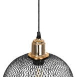 GloboStar® GLOZIA 201-0018 Μοντέρνο Κρεμαστό Φωτιστικό Πλέγμα Μονόφωτο 1 x E27 IP20 Μαύρο & Ροζ Χρυσό Μέταλλο - Μ25 x Π25 x Υ26cm