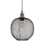 GloboStar® SOLUX 201-0019 Μοντέρνο Κρεμαστό Φωτιστικό Πλέγμα Μονόφωτο 1 x E27 IP20 Μαύρο & Χρυσό Μέταλλο - Μ25 x Π25 x Υ32cm